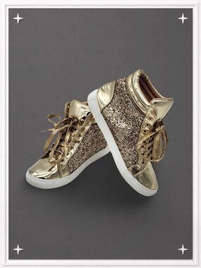 Champagne Glitter High-Top Sneakers | Women's 7